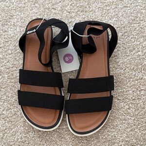 a new day Black Strappy Elastic Flat Sandals